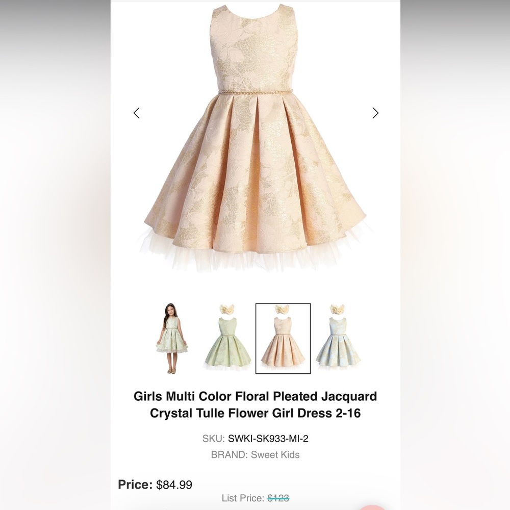 New Blush & Gold Flower Girl Dress